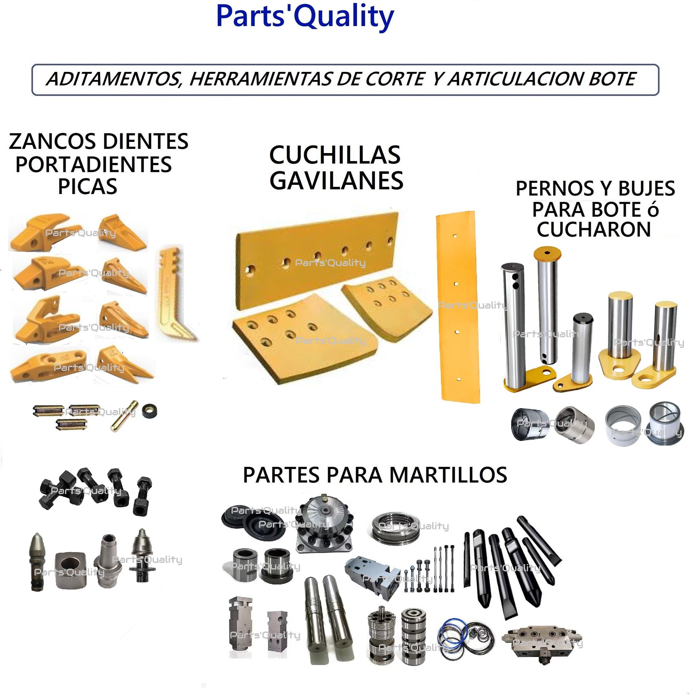 PERNOS Y BUJES PARA ARTICULACION BOTE Y HERRAMIENTA DE CORTE